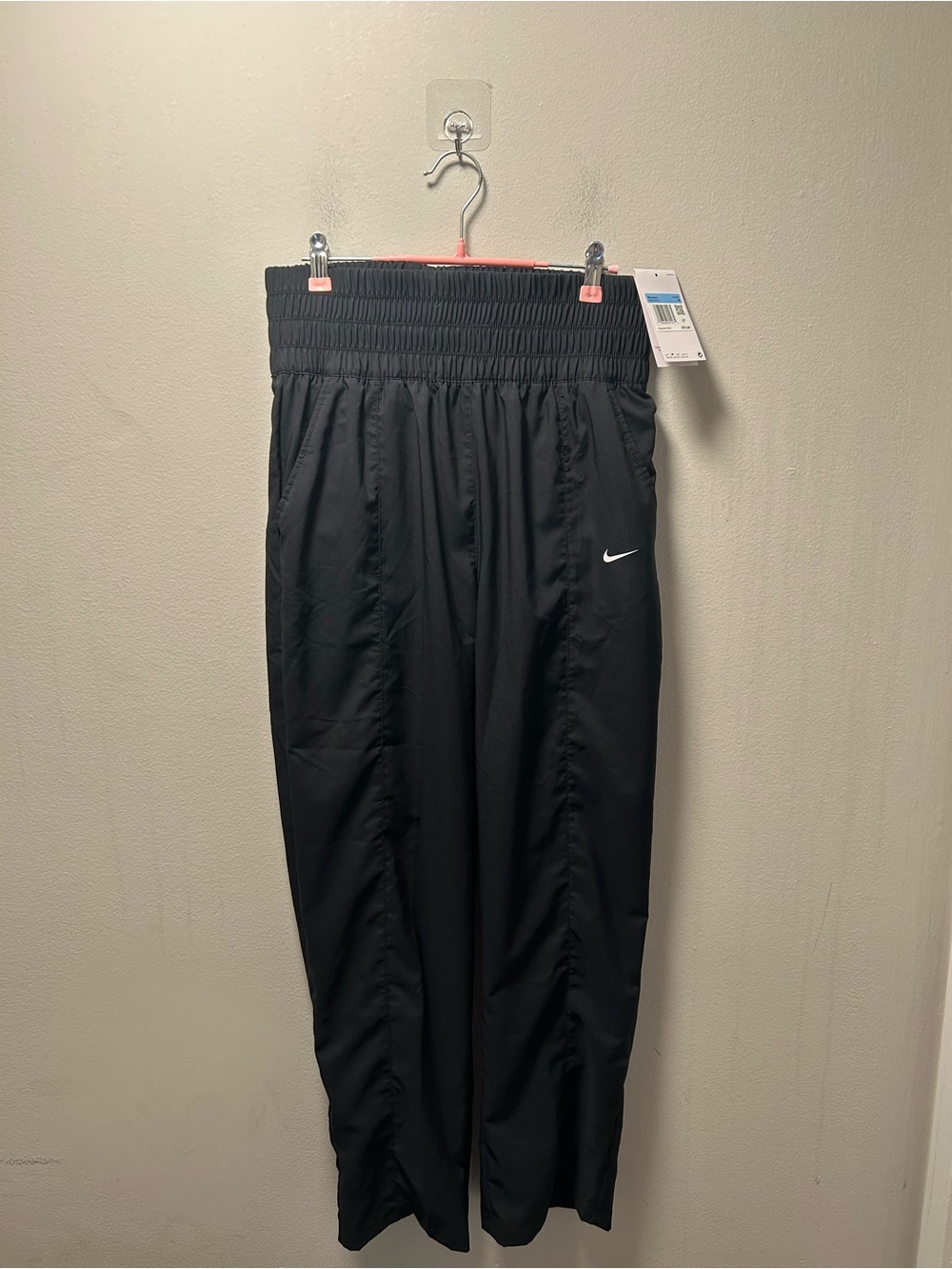 Nike Black Straight-Leg Track Pants with White Swoosh